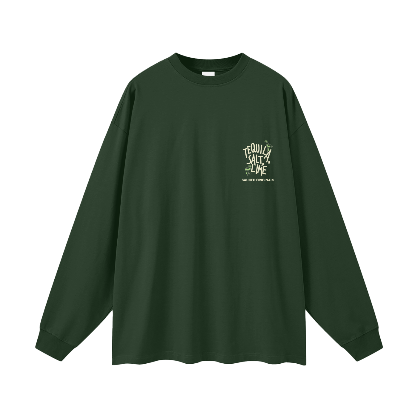 'tequila, salt, lime' long sleeve oversized tee