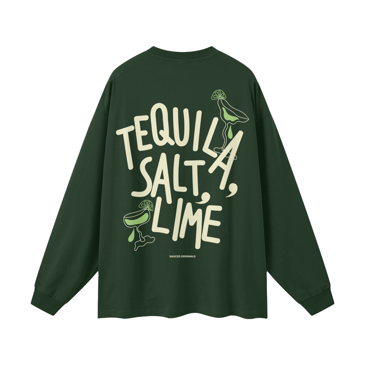 'tequila, salt, lime' long sleeve oversized tee