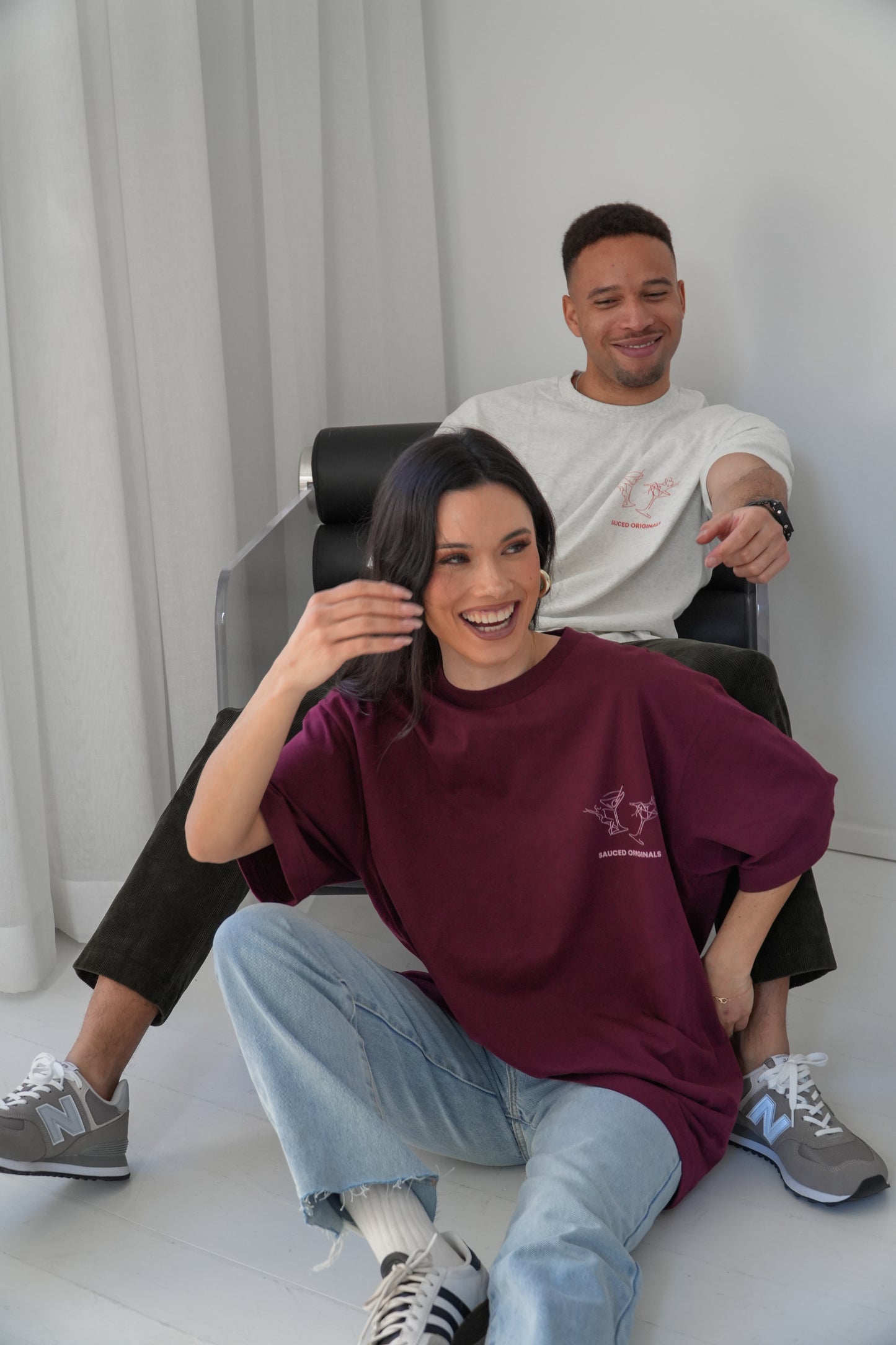 pink + burgundy 'happy hour' drop shoulder tee