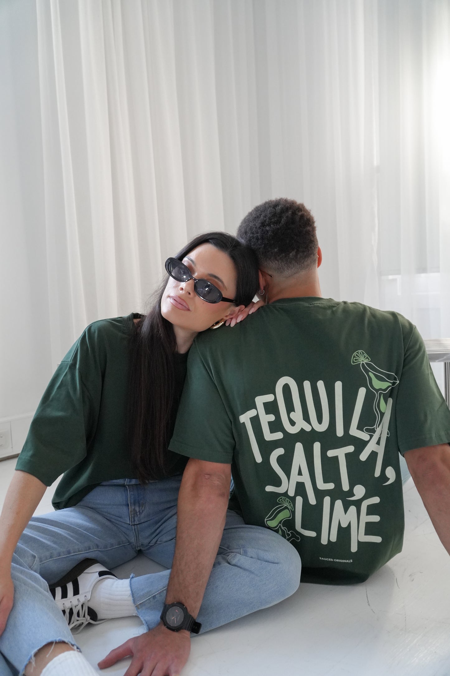 'tequila, salt, lime' drop shoulder tee