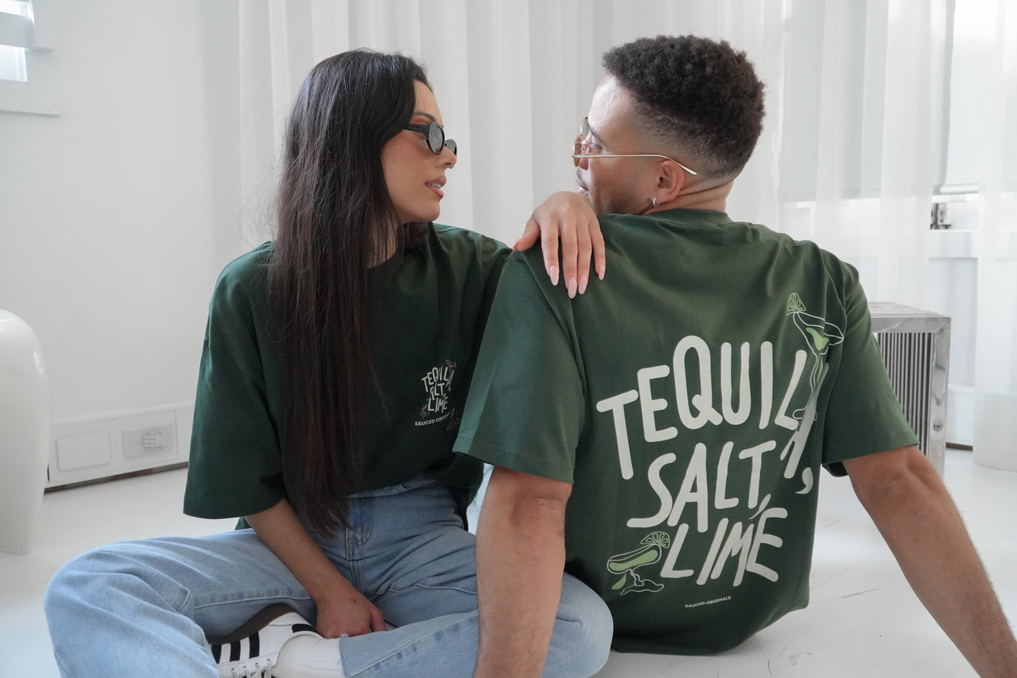 'tequila, salt, lime' drop shoulder tee