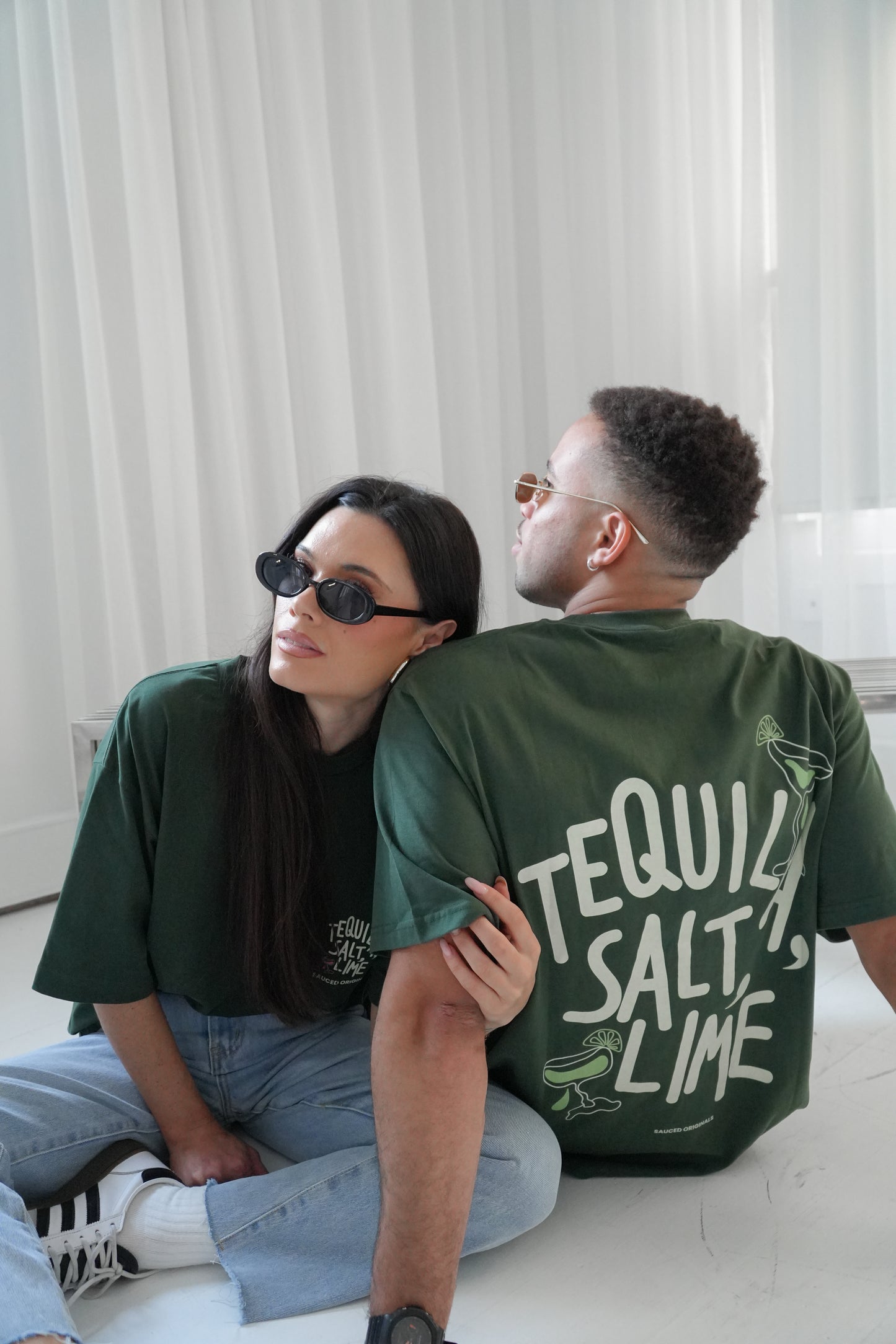 'tequila, salt, lime' drop shoulder tee