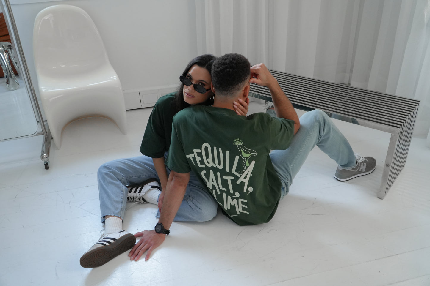 'tequila, salt, lime' drop shoulder tee