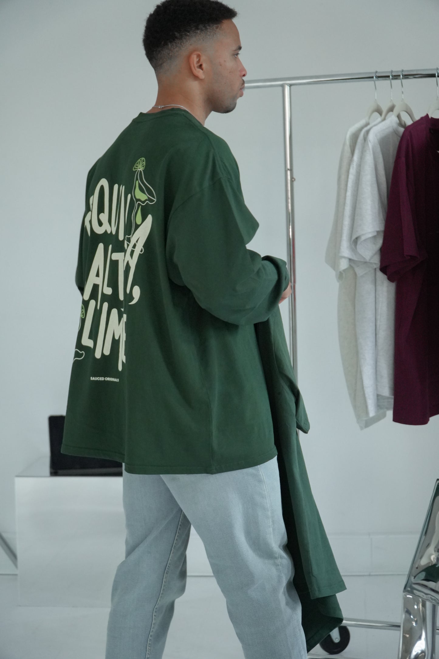 'tequila, salt, lime' long sleeve oversized tee