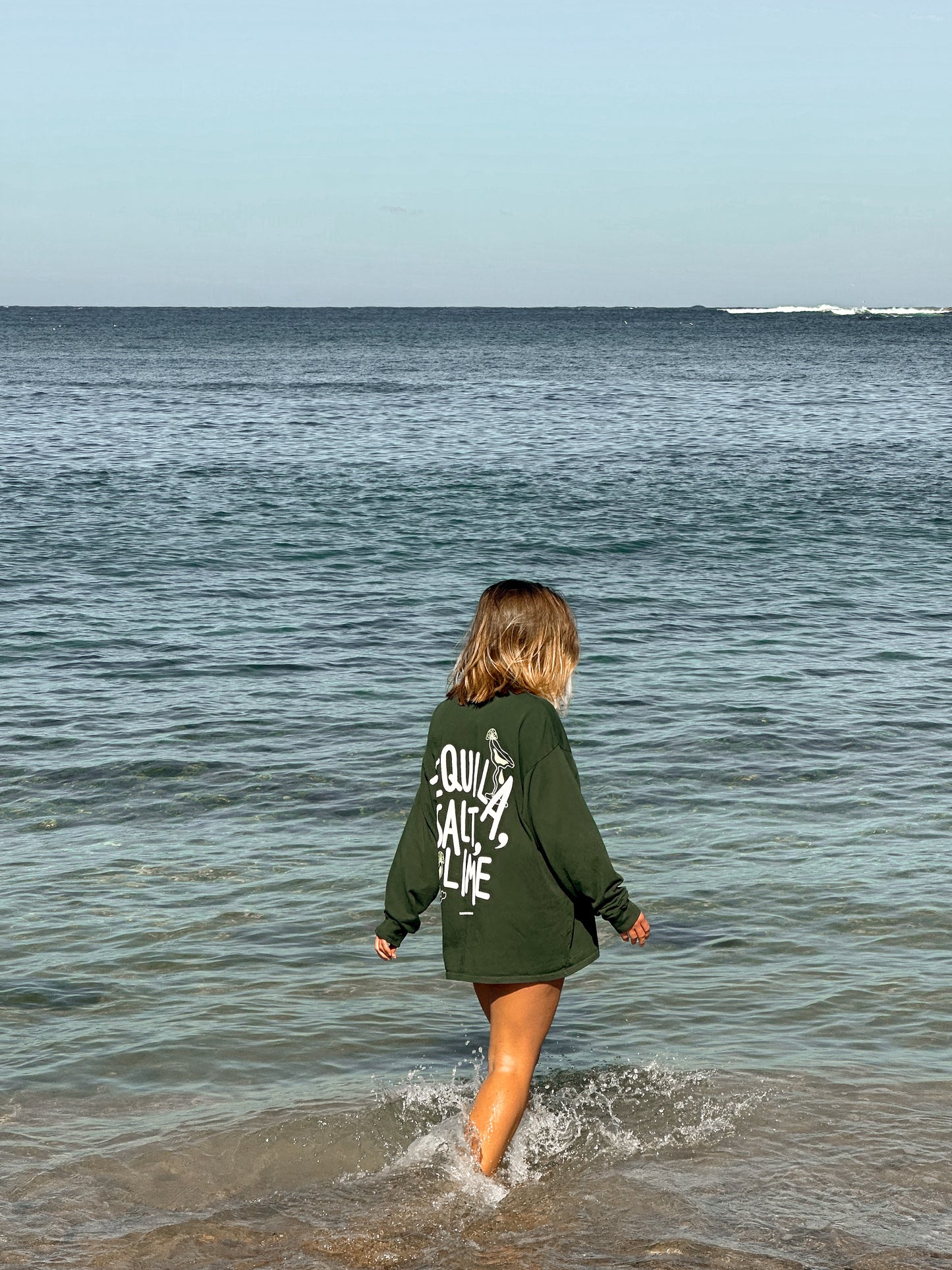 'tequila, salt, lime' long sleeve oversized tee