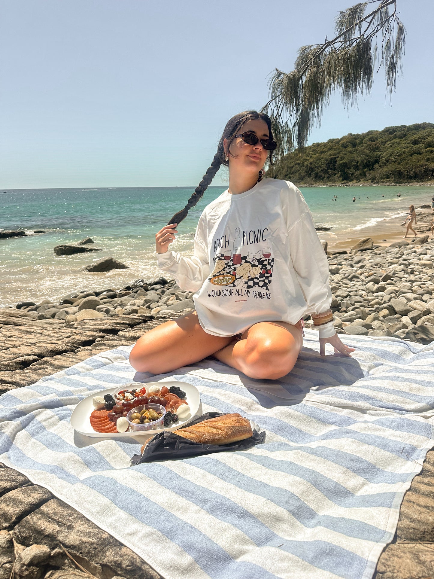 'beach picnic would solve all my problems' long sleeve tee