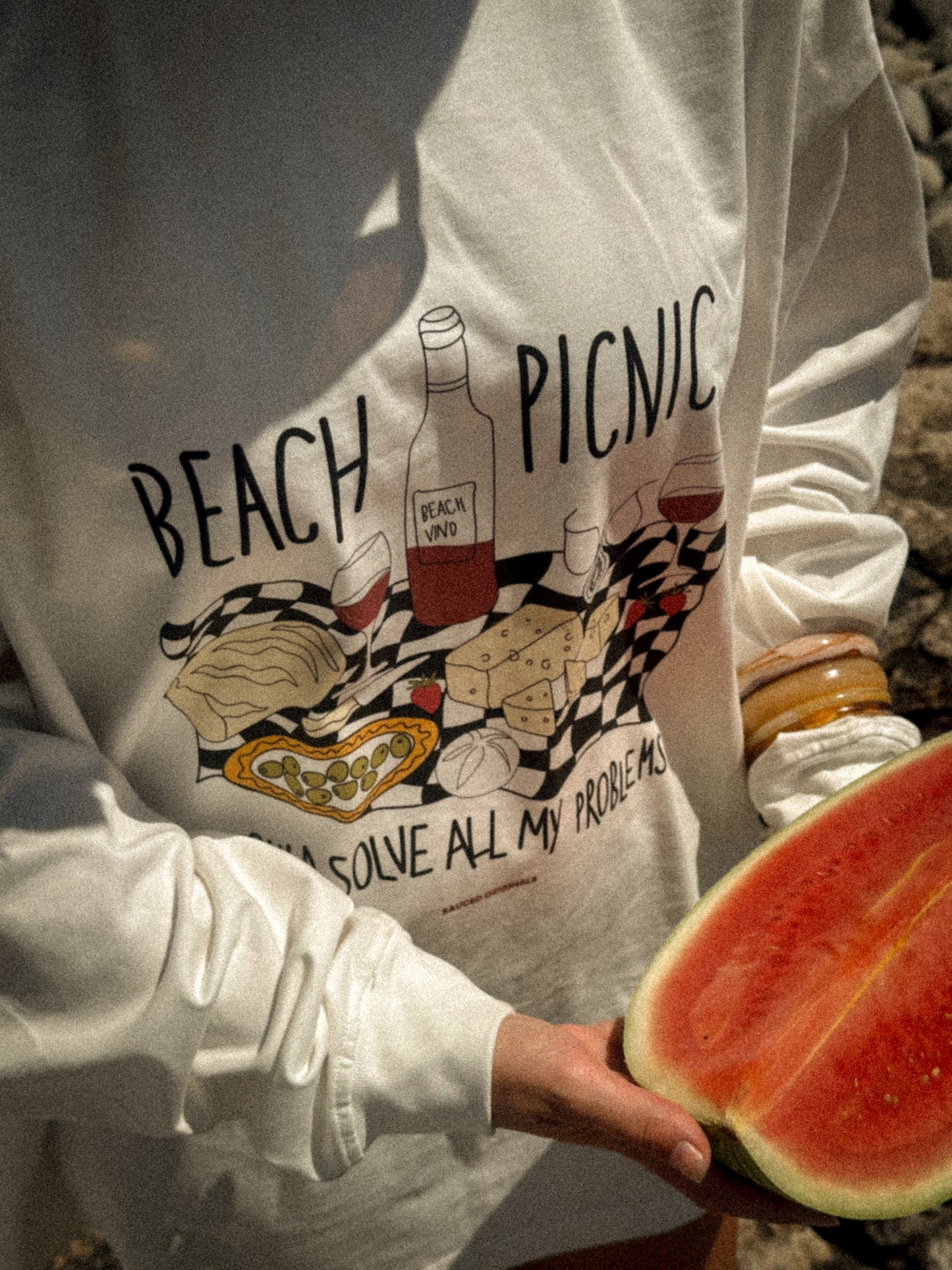 'beach picnic would solve all my problems' long sleeve tee