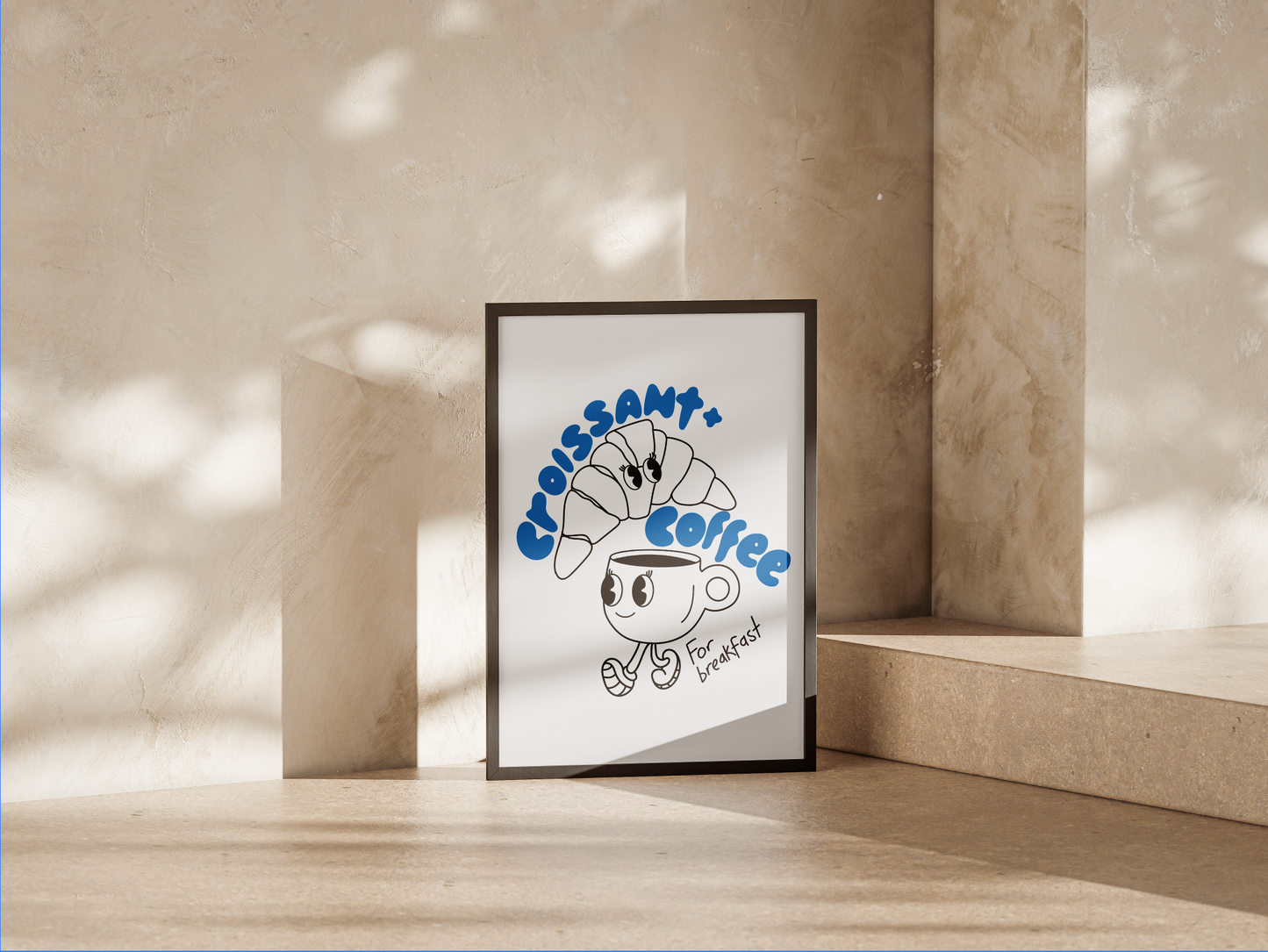 'croissant + coffee' premium quality art print