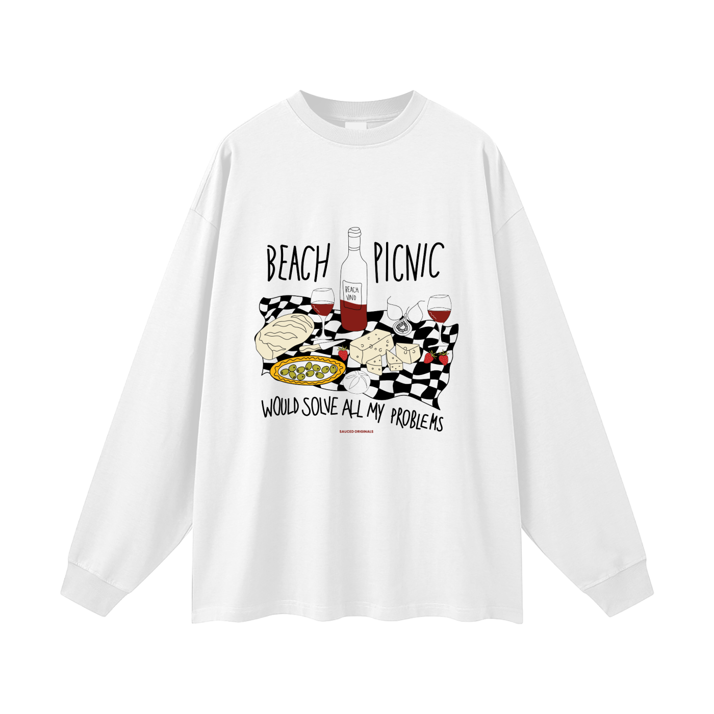 'beach picnic would solve all my problems' long sleeve tee