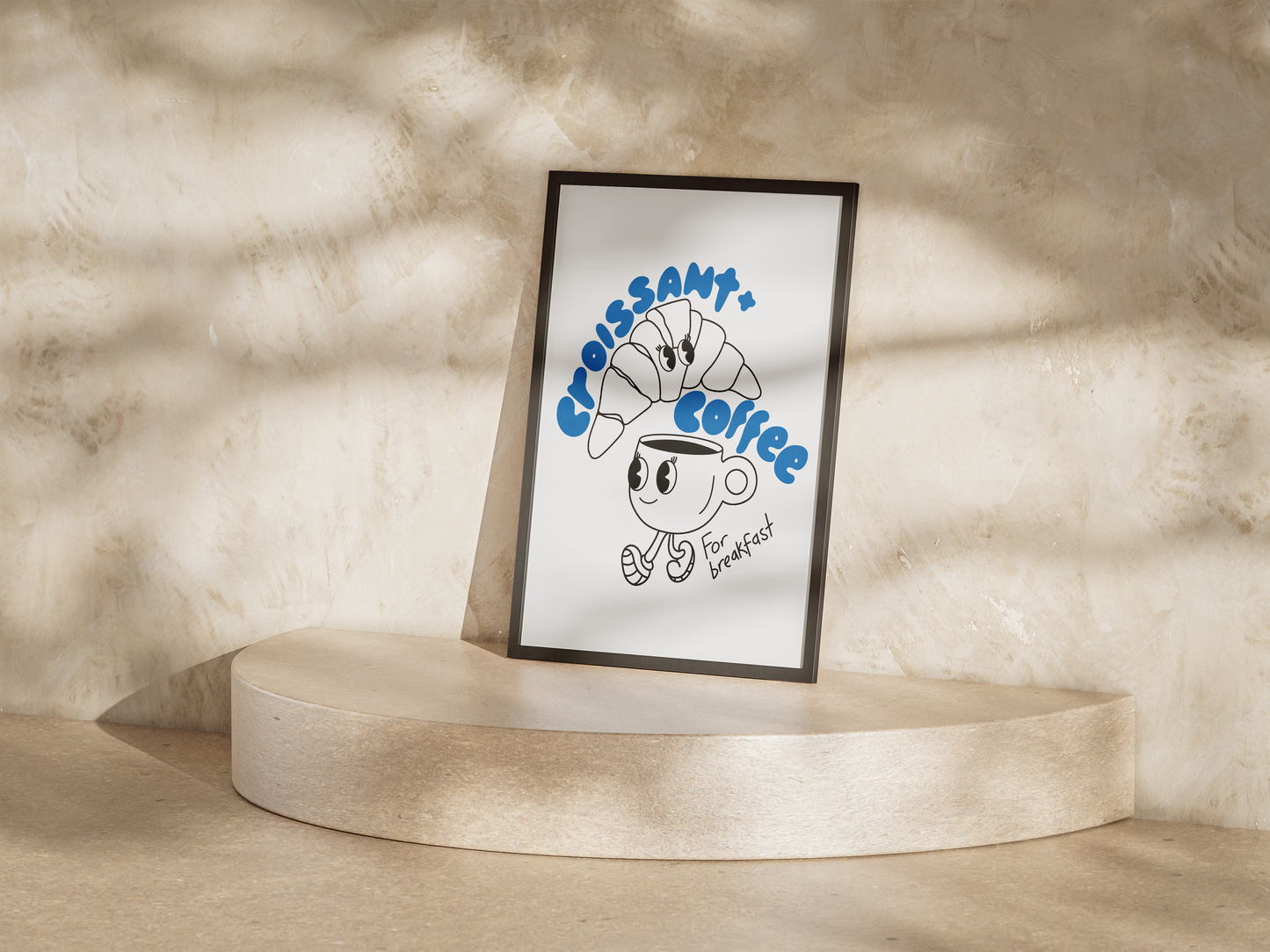 'croissant + coffee' premium quality art print