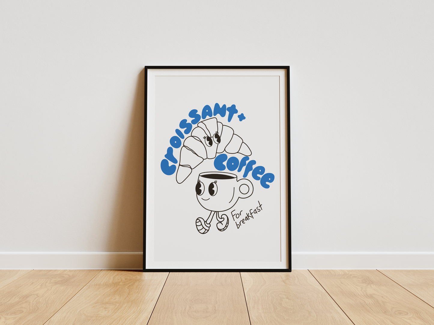 'croissant + coffee' premium quality art print