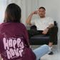 pink + burgundy 'happy hour' drop shoulder tee