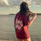 pink + burgundy 'happy hour' drop shoulder tee