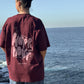 pink + burgundy 'happy hour' drop shoulder tee