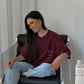 pink + burgundy 'happy hour' drop shoulder tee