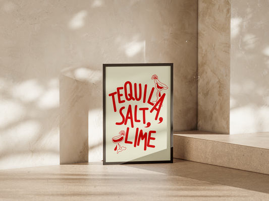 'tequila, salt, lime' premium quality art print