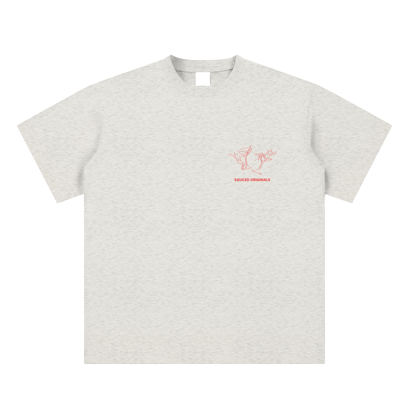 red + oat grey 'happy hour' tee