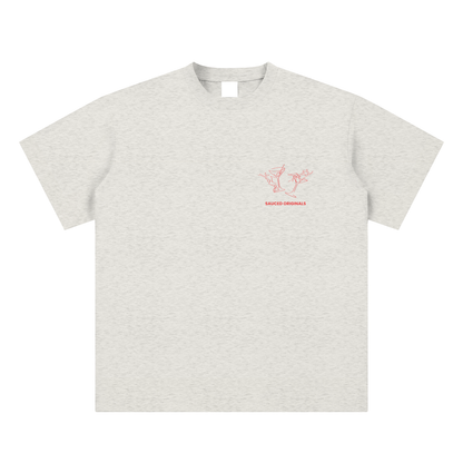 red + oat grey 'happy hour' tee